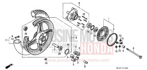 RUOTA POSTERIORE CB450SG di 1986